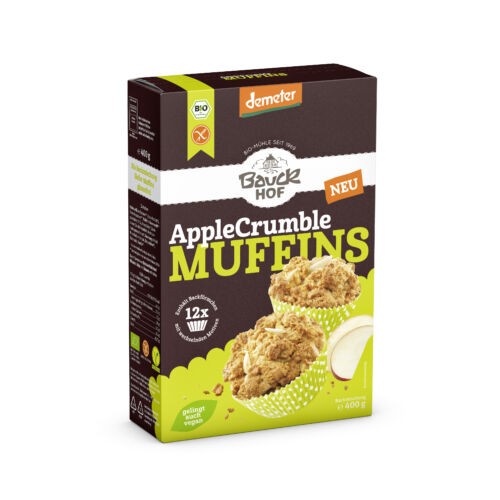 Almás-crumble muffinkeverék, gluténmentes, Demeter, Bauck Hof (400g)