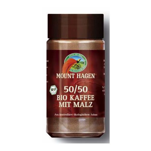Instant kávé, fele-fele, Fair Trade, bio, Mount Hagen (100g) (babkávé malátával)