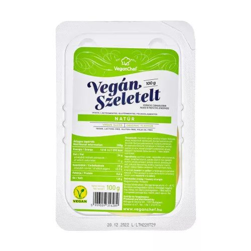 Növényi sajt, natur, szeletelt, Veganchef (100g)