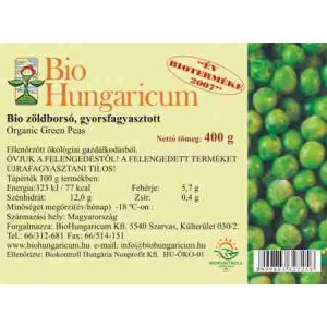 Zöldborsó, zsenge, fagyasztott, bio, BioHungaricum (10 kg)